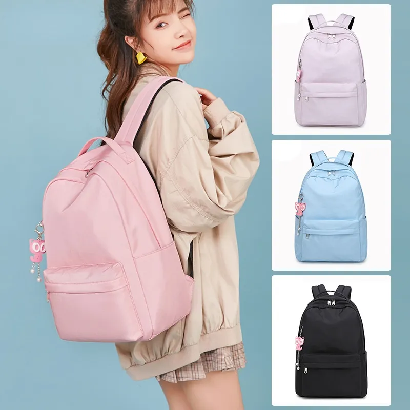 Campus Solid Color Backpack for Girls, Lightweight and Waterproof