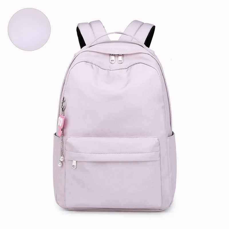 Campus Solid Color Backpack for Girls, Lightweight and Waterproof