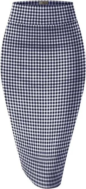 Hybrid & Company Women Elastic High Waist Bodycon Work Business Pencil Skirt