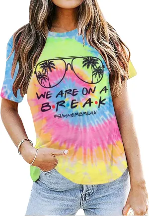Last Day of School Teacher Shirt: Women We are On A Break Teacher Shirt Summer Break Tshirt Teacher Holiday Life Tee Tops