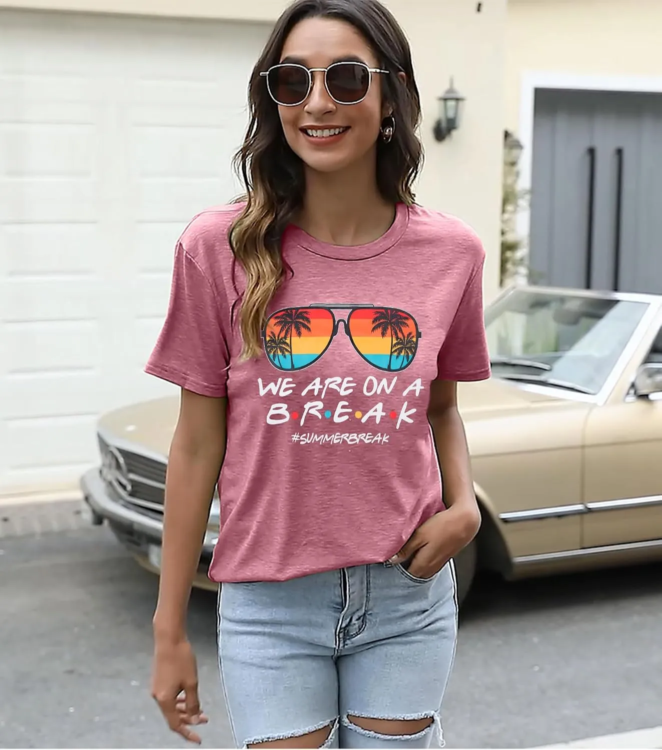 Last Day of School Teacher Shirt: Women We are On A Break Teacher Shirt Summer Break Tshirt Teacher Holiday Life Tee Tops