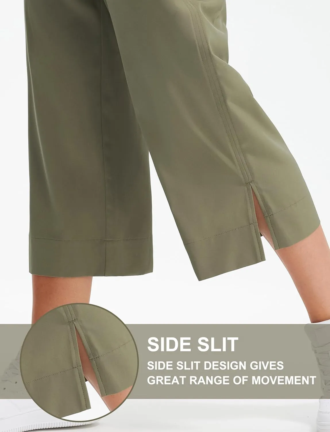 Libin Lightweight Wide Leg Capri Pants for Women High Waisted Quick Dry Casual Travel Pants Loose with Pockets Walking