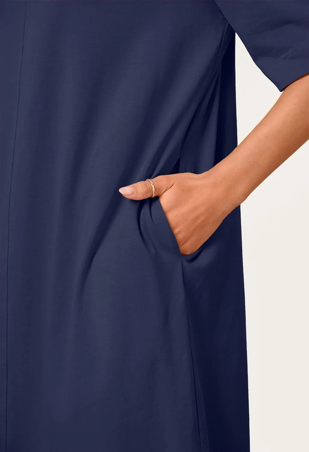 MEROKEETY Women's 2025 Summer Short Sleeve Dress Crewneck Casual Mini Tshirt Dresses with Pockets