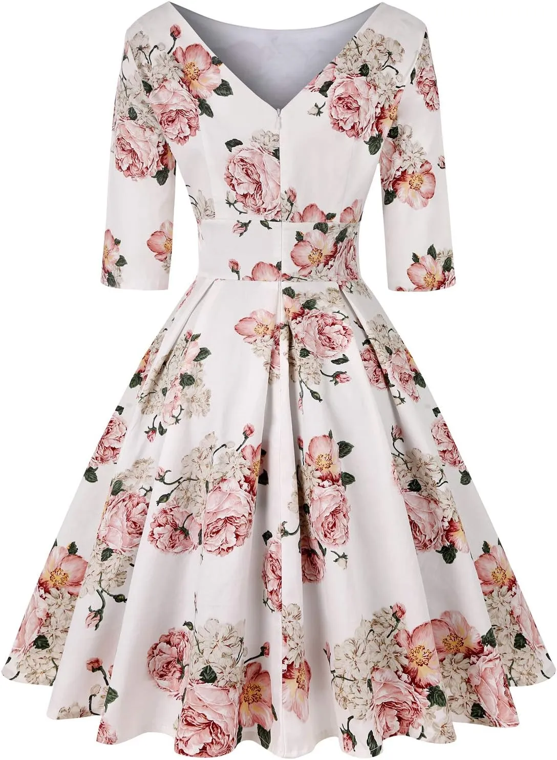 MINTLIMIT Women's 1950s Retro Vintage Cocktail Party 3/4 Sleeve Swing Dress
