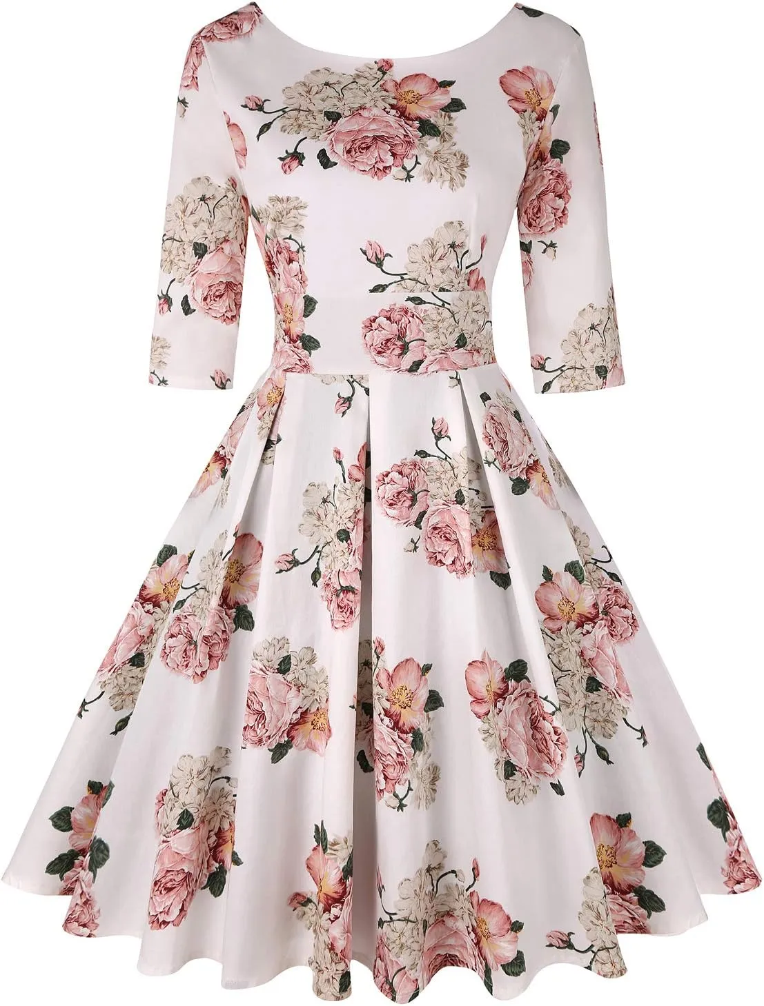 MINTLIMIT Women's 1950s Retro Vintage Cocktail Party 3/4 Sleeve Swing Dress