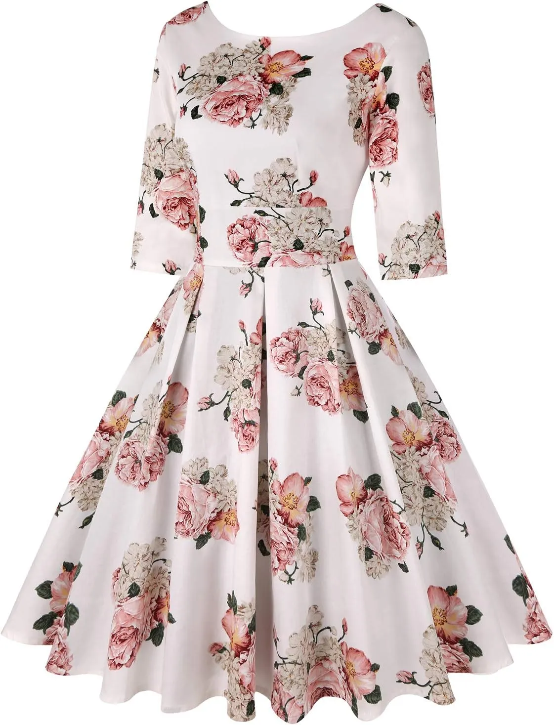 MINTLIMIT Women's 1950s Retro Vintage Cocktail Party 3/4 Sleeve Swing Dress
