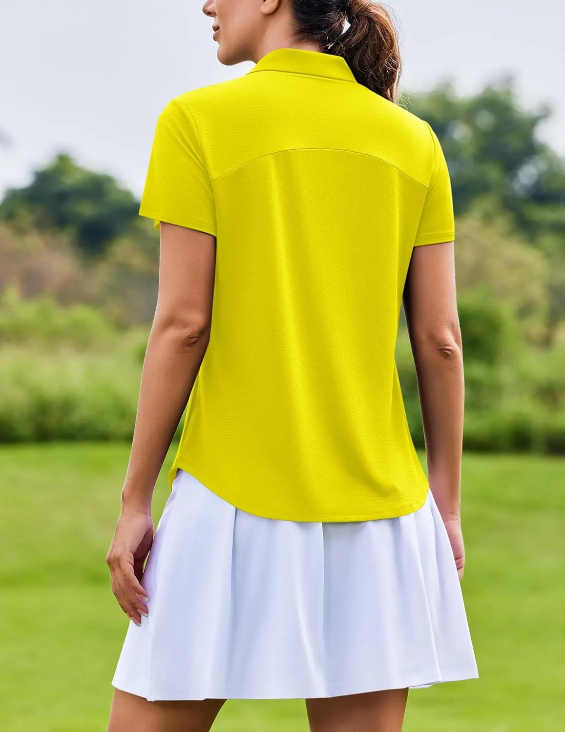 PINSPARK Womens Golf Shirt Zip Up Polo UPF 50  Sun Protection Collared Shirts Quick Dry Short Sleeve Tennis Athletic Top