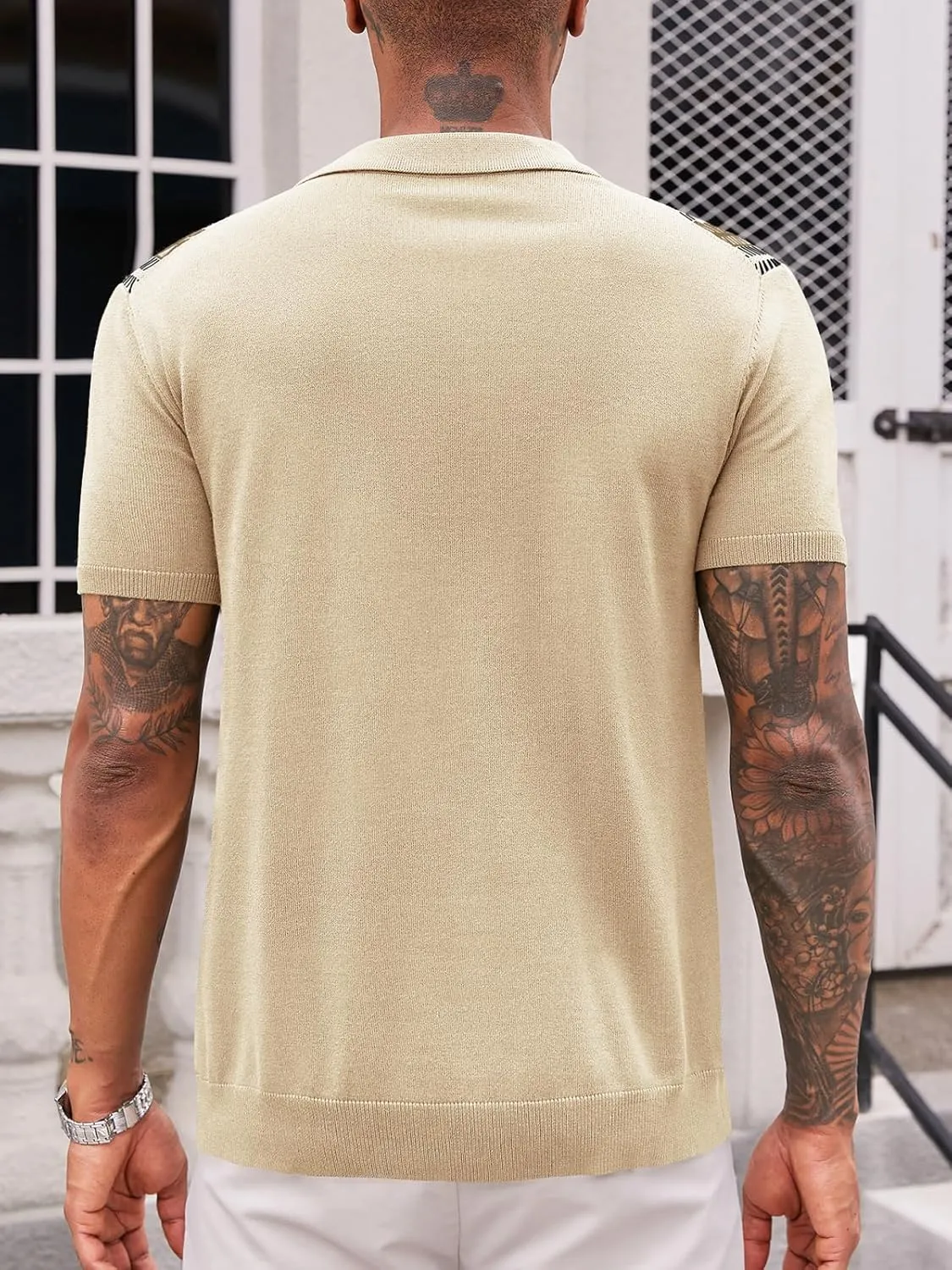 Runcati Mens Knit Polo Shirts Vintage Casual Short Sleeve Shirt Golf Button Down Old Money Sweater