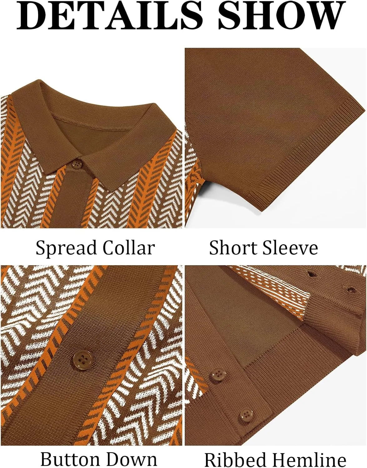 Runcati Mens Knit Polo Shirts Vintage Casual Short Sleeve Shirt Golf Button Down Old Money Sweater