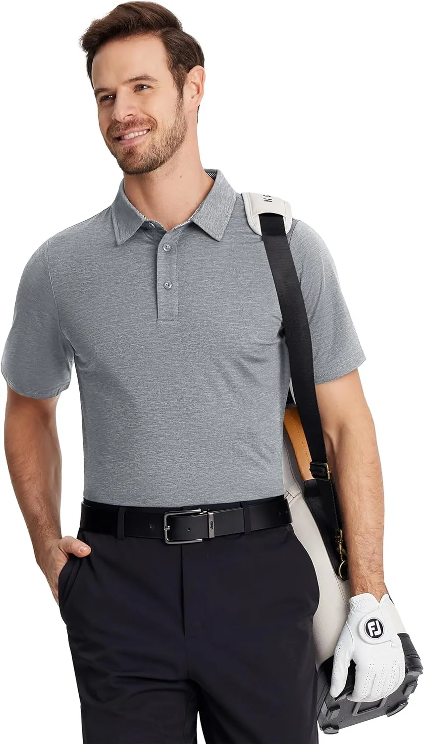 TACVASEN Men's Golf Shirts Short Sleeve Quick Dry Polo Shirts Moisture Wicking Casual Business Sports Breathable Polo