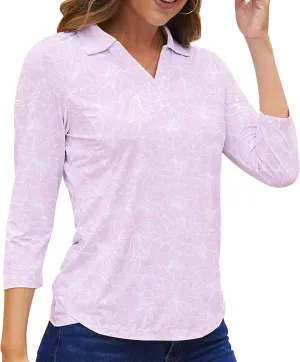 Women's Polo Shirt 3/4 Long Sleeve Golf Quick Dry T Shirts UPF 50  Athletic Casual Work Shirts Tops for Women