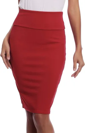 Women's Stretchy Slim Fit Office Pencil Skirt High Waist Business Skirts
