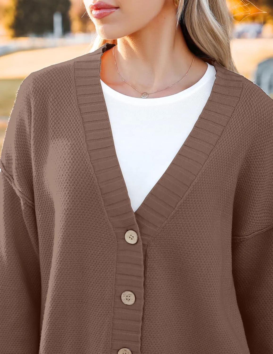 Zeagoo Women's Cardigan 2024 Fall Winter Open Front Oversized Button V Neck Loose Soft Knit Sweater